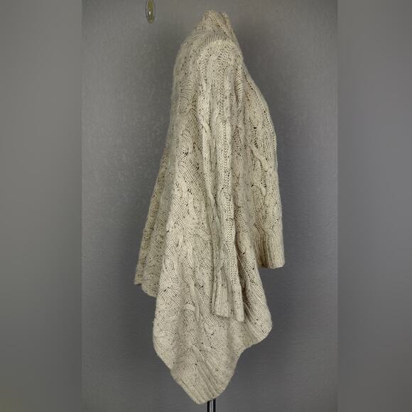 Anthropologie Sleeping On Snow Wool Blend Open Front Cardigan Beige Size Medium - Picture 3 of 11